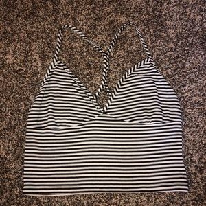 Navy & white stripped crop top